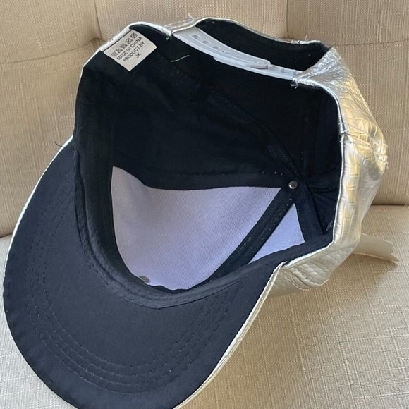 Men Hat Fashion Sport Cap Faux Leather Silver Tone Hat adjsutable - Picture 10 of 11